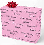 MyPupSocks Customized Name Gift Wrapping Paper, Happy Birthday With Name Pink Personalized Gift Wrap Paper With Photo, Funny Roll for Men Women Christmas 58x23 5 Rolls by MyPupSocks