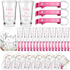 50 Sets Baby Shower Favors Shot Glasses Keychain Gifts, Bloom, Pink by Singhoow