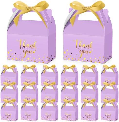 Engrowtic 50 Pcs Thank You Boxes with Ribbon Handles 5.9",Light Purple by Engrowtic