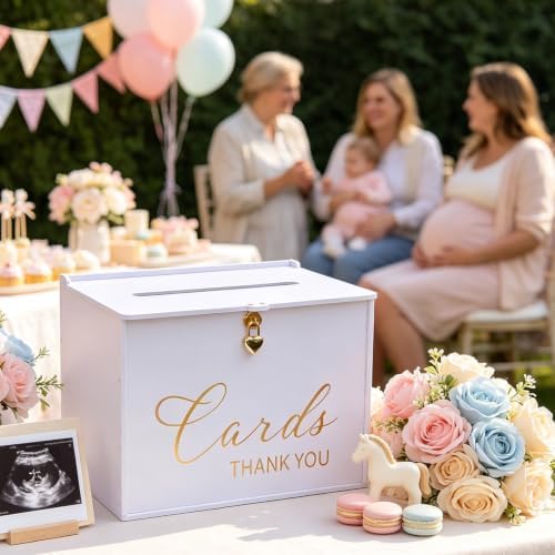 Extra Large Card Box with Lock & Slot, Big Wedding Card Holder - Image 7