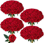 100 PCS Red Roses Artificial Flowers, Fake Roses with Stems Realistic Silk Roses for DIY Wedding Bouquets Tables Centerpieces Arrangements Baby Shower Birthday Home Decor Valentine's Day Gift for Her by HyeFloraartificialflowers