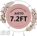 Round Backdrop Stand Arch Balloon Golden Metal Circle Garland Frame with Base for Wedding Birthday Party Baby Shower Graduation Decoration (7.2 FT - White) by Aisto