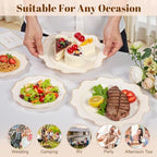 WDF 200PCS Ivory Plastic Plates with Gold Rim - Cream Plastic Plates - Include 100 Dinner & 100 Dessert Fancy Disposable Plate for Party - Heavy Duty Plate for Wedding/Baby Shower - Image 4