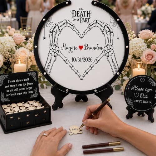 Personalized Wedding Guest Book Alternative, Gothic Skeleton Design - Image 3