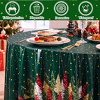 Ganeen 12 Pcs Christmas Tree Tablecloth Round Plastic 84 Inch Disposable - Image 4