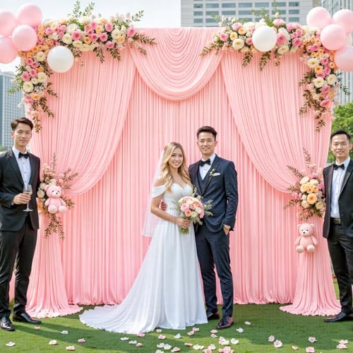 20ft x 12ft Blush Pink Backdrop Curtains Wrinkle Free Backdrop Curtain for Wedding Parties Pink Fabric Backdrops Drapes Back Drop Cloth Bridal Shower Stage Curtains Wedding Decorations for Reception - Image 2