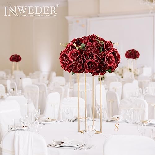 Burgundy Flowers Balls for Centerpieces: 14.2in Diam, Set of 2 - Image 2