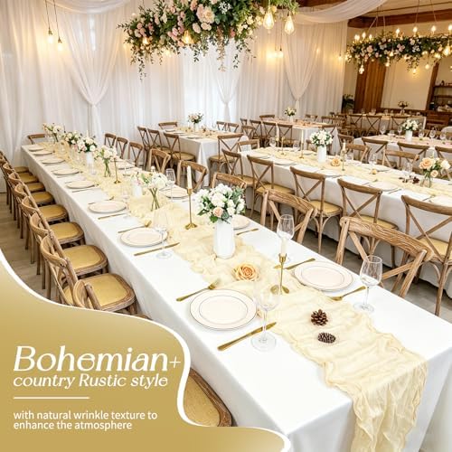 20 Pack Ivory Table Runner 17 x 108inch Cheesecloth Table Runner Rustic Boho Gauze Sheer Fabric Cheese Cloth Table Runners for Wedding Party Bridal Baby Shower Birthday Spring Table Decor - Image 4