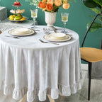 GLORY SEASON Velvet Tablecloth Luxurious Solid Rectangle Table Cloth,Oblong Retro Farmhouse Ruffle Tablecloths Washable Table Cover for Party Wedding Baby Shower Kitchen Dinning Tabletop Decoration - Image 2