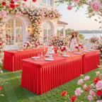 4 Pack Red Table Cloth for 8 Foot Rectangle Tables Spandex Fitted Tablecloth 8ft Stretch Table Covers Skirt Red Banquet Tablecloths Wrinkle Free Tablecloth for Party Wedding Birthday Event - Image 3