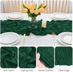 16 Pack Dark Green Cheesecloth Table Runner 21.5 x 120 Inches Boho Gauze Table Runners 10FT Long Cheese Cloth Table Runner for Bridal Shower Baby Shower Birthday Party Wedding Decor - Image 4