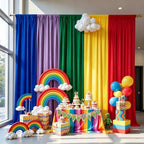 10x7FT Rainbow Backdrop Curtain - 5 Colors Colorful Curtains Backdrop - Wrinkle Free Reusable Rainbow Backdrop Draping Fabric for Baby Shower, Party, Classroom, Back-to-School & Kids Birthday by Creativepartyuniquedecorat