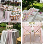 Sioloc 5 Pack Light Pink Cheesecloth Table Runner 120'' x 35'',Spring Easter Decor Soft Gauze Boho Wedding Table Decor for 10ft Table Birthday Party,Baby Shower, Bridal Shower, Home & Event Decor - Image 5
