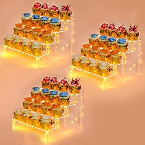 YestBuy Display Shelf Cake Stand – 4 Tier Shelf Cake Pop Stand – Multifunctional and Durable Acrylic Stand – Mounting Hardware Included – Ideal for Desserts, Cosmetics, Glassware, Figurines by YestBuy