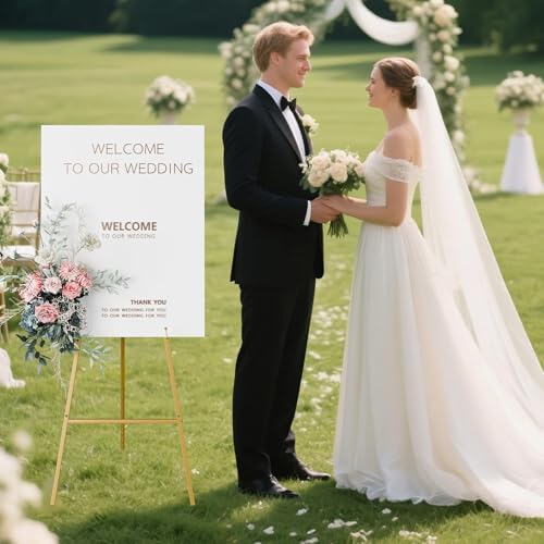 Gold Easel Stand for Sign, Heavy Duty Easel, 4-Tier Adjustable Art Easel for Painting, Wedding Sign 2pc - Image 2