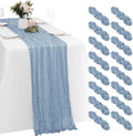 16 Pack Dusty Blue Cheesecloth Table Runners 20x120 Inch Gauze Table Runner Cheese Cloth 10FT Blue Table Runner Rustic Sheer Runner for Wedding Baby Shower Birthday Party Table Decor by Yorcari