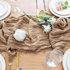 Wokceer Cheesecloth Table Runner Nude Brown 10FT Boho Gauze, 12 Pack - Image 5