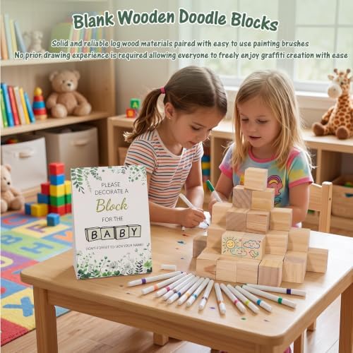 98 Pcs Baby Shower Games Sign Kit & Decor Kit, 60 Blocks, 36 Markers - Image 5