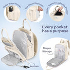 RUVALINO Baby Diaper Bag Backpack with Changing Pad, Waterproof, Beige - Image 3