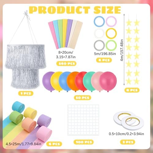Fancy Princess Birthday Party Decor Garland, Pastel, Large, 5 Pcs - Image 2
