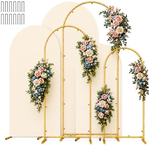 6,6.6,7.2FT Arch Backdrop Stand and Cover Set (Beige) by Paxdeje