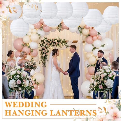 Treela 48pack White Chinese Paper Lanterns for Wedding Party Decor, 10" - Image 4