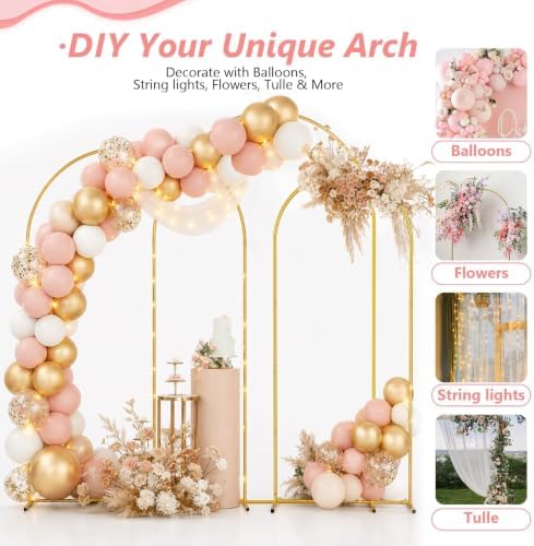 EMART 8/7.2/6.6Ft Metal Arch Backdrop Stand Set 3 for Wedding Party Balloon - Image 3