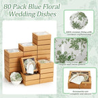 Teenyyou 80 Pack Wedding Favors for Guests Small Ceramic Bowls Bulk Gifts Set 3.3 Inch Sage Green Verdure Design Mini Dipping Bowl Sauce Dish with Cards Box for Party Shower Favor Souvenir - Image 3