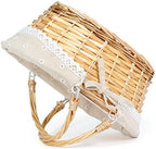 MEIEM Wicker Gift Baskets Empty Oval Willow Woven Picnic Cheap Easter Candy Storage Wine Basket with Handle Egg Gathering Wedding Basket (Natural) - Image 5