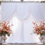 50ftx8ft White Wrinkle Free Backdrop Curtains for Parties, 10 Panels 5×8ft Silky Soft Polyester Wedding Drapes for Backdrop Decor Birthday Party Baby Shower Photo Photography Background Curtain - Image 3