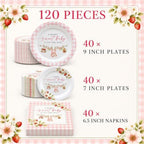 40 Guests Berry Sweet Baby Shower Plates and Napkins, Strawberry Party Set - Image 2