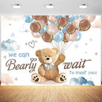 10x8ft We Can Bearly Wait Backdrop Bear Baby Shower Photography Background for Boys Cute Cartoon Balloons Baby Shower Party Decorations Supplies Photo Booth Props by Tranhiafe