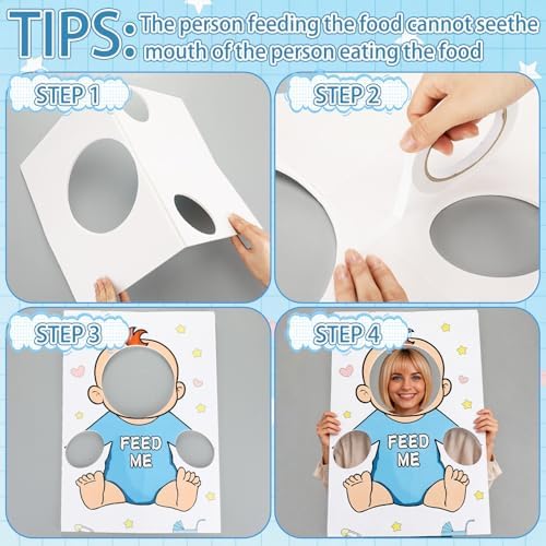 8 Set Games for Baby Shower Feed Me Shower Favors Activities with 8 Pcs Kt Boards and 8 Pcs Eye Patches for Funny Gender Reveal Christmas Bridal Party Decorations Supplies Activities Play - Image 3
