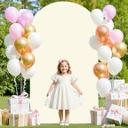 FANPROMS Wedding Arch Cover Ivory 4x7.2FT Spandex Fitted Arch Cover Backdrop Fabric Chiara Round Top Arch Covers Stretchy Backdrop 2-Sided Arch Stand Covering for Wedding Birthday Balloon Arch Frame - Image 5