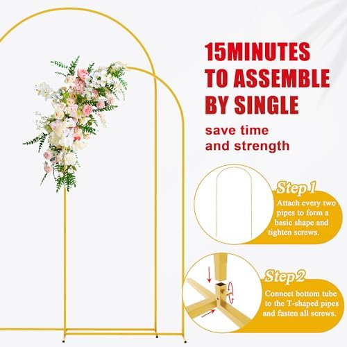Wokceer Wedding Arch Backdrop Stand and Cover Set of 2,Arch and Beige Cover - Image 7