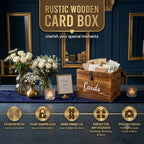 mwater Rustic Wooden Wedding Card Box with Lock（ 10×10×6 inches - Image 6