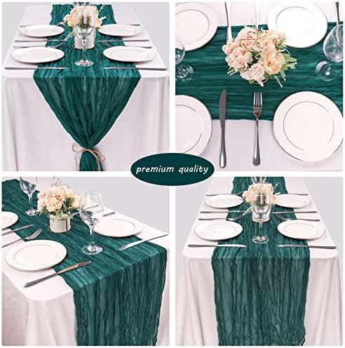 35x72 Inch Dark Teal Cheesecloth Table Runner Boho Wedding Party Decor - Image 5