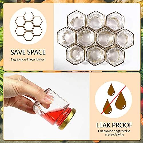 3 oz 30 Pack Mini Honey Jars, Hexagon Glass Jars with Gold Lids - Image 5