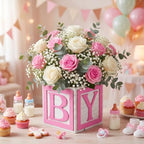 4 Set Pink Wooden Baby Boxes with Letters for Baby Shower Centerpieces - Image 4