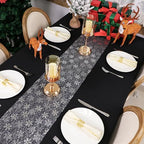 Snowkingdom Christmas Snowflake Silver Table Runner 11 Inch x 100 Feet Sparkly Silver Foil Glitter Metallic Mesh Dining Table Decorations for Seasonal Winter Xmas Festival Holiday Home Party - Image 4