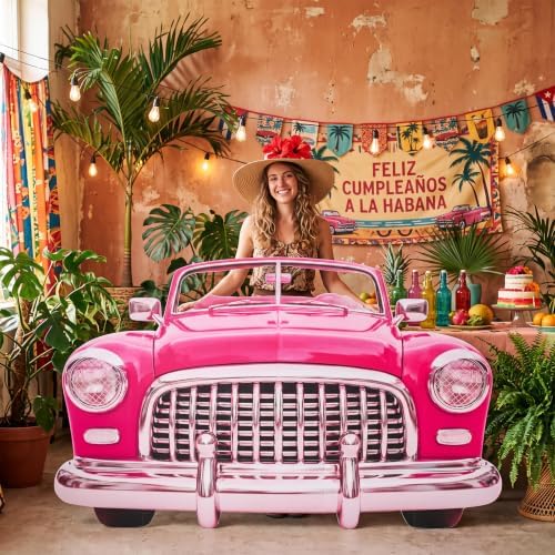 Wesiti 1 Set Large 1950s Photo Prop Party Decoration Convertible Cardboard Cutout Standup Havana Nights Party Decoration 50s Photo Backdrop Decor for Havana Night 50s Parties Supply(Rose Red,Retro) - Image 5