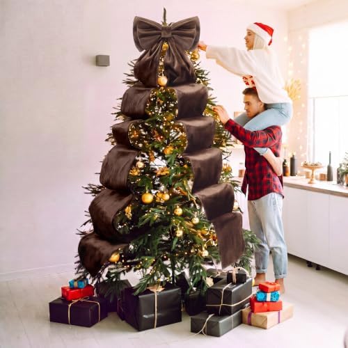 Wavwavw Christmas Giant Velvet Bow Decor Dark Brown Big Bow, 75 x 18 Inches - Image 4