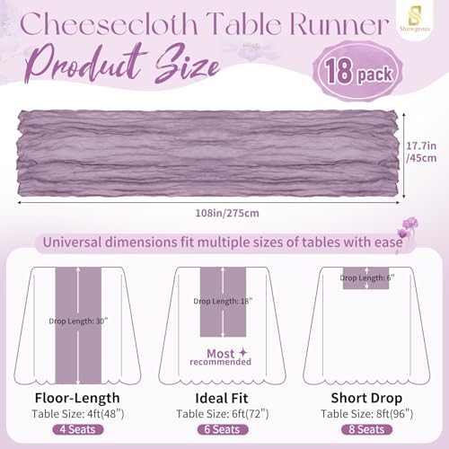 18 Pack Purple Cheesecloth Table Runner 17x108 Inches Boho Home Decor - Image 2