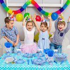 durony 350 Pcs Frozen Birthday Party Supplies Winter Snowflake Frozen Plates Napkins Cups Plastic Cutlery Frozen Party Disposable Tableware for Christmas Winter Wonderland Decorations Serve 50 Guests - Image 6