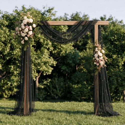 Artoid Mode 10-Pack Pearl Black Gauze Table Runner 10FT Home Decor - Image 3