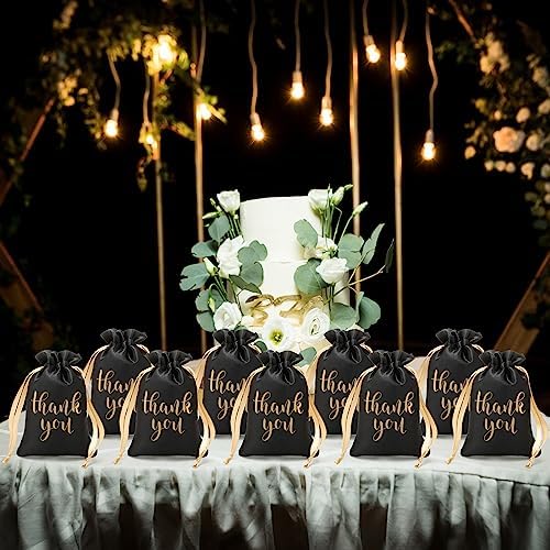 Roowest 6 x 9 Inch 100 Pcs Thank You Satin Gift Bags, Black - Image 5
