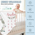 Personalized Baby Milestone Blanket for Boys Girls Baby Month Blanket- First Year Calendar Monthly Growth Chart - White Rabbit Print Halloween Birthday Gifts for Infant Todder - Image 6