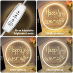 Happily Ever After Neon Sign Dimmable LED Neon Lights Sign for Wall Decor USB Powered LED Sign for Wedding Anniversary Valentine's Celebrations Bedroom Art Sign Decorations 30CM*30CM - Image 6