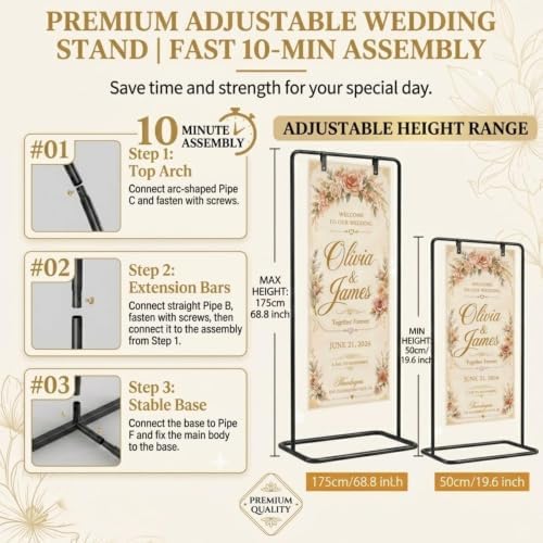 Yebo Wedding Welcome Sign Stand, Adjustable Display Easel with Carry Bag - Image 2
