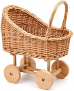 15 Inch Wicker Baby Carriage Basket, Vintage Rattan Stroller Flower Basket for Baby Shower Centerpiece, Woven Carriage Decor for Wedding, Nursery Display and Photography Prop (Large) - Image 7